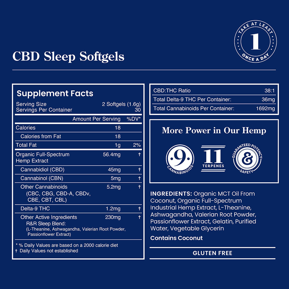 CBD Sleep Softgels – 60 Count / 45mg CBD + 5mg CBN