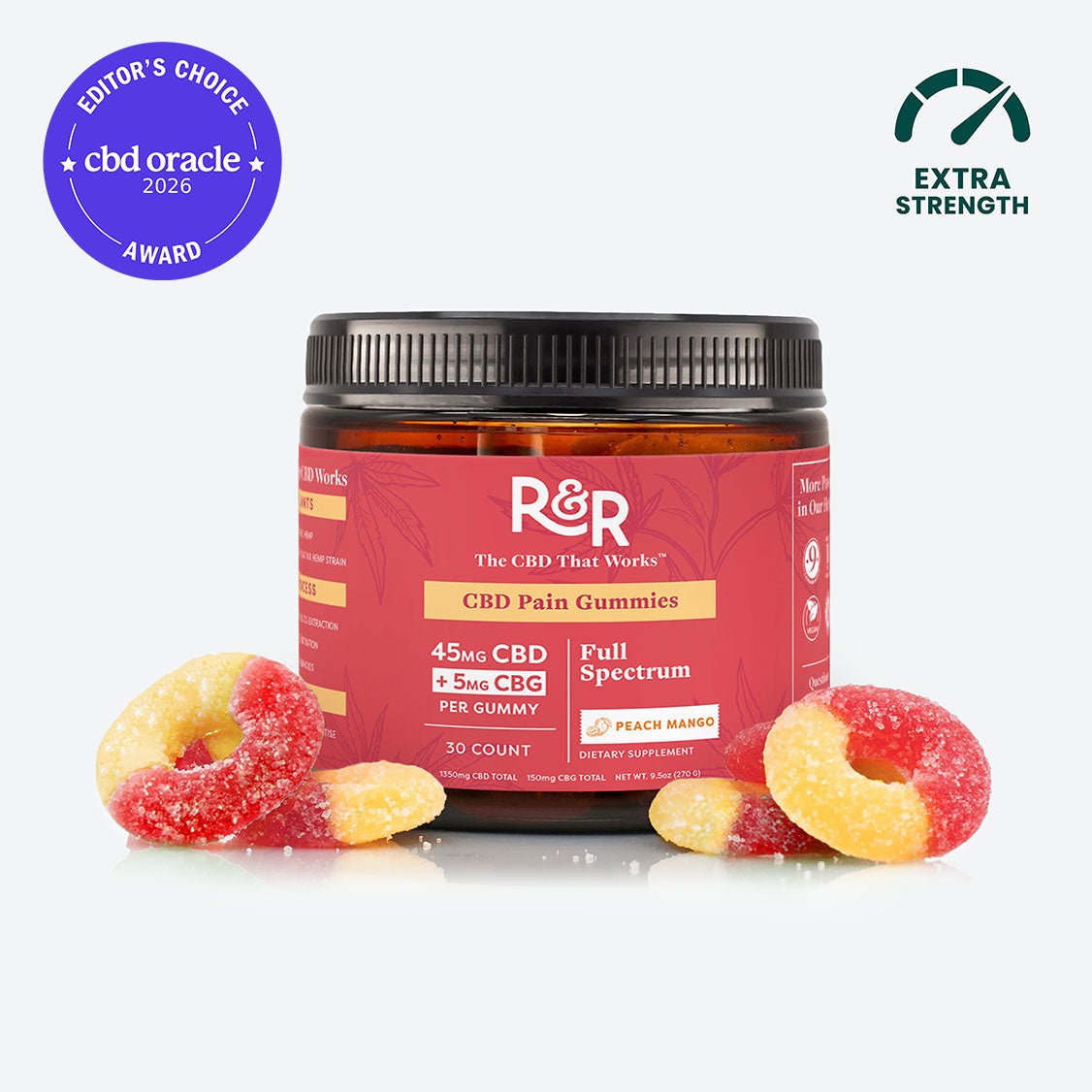 CBD Pain Gummies – 30 count / 45mg CBD + 5mg CBG